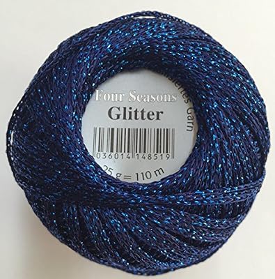 Grundl Fil pour crochet avec paillettes Gründl, pelote 25 g, fil brillant 05 blau