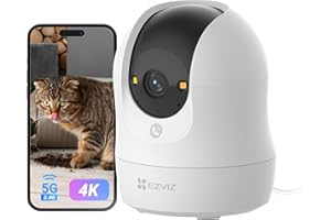 EZVIZ 4K Caméra Surveillance WiFi Intérieure 360 °, Camera Bébé avec WiFi 2.4/5Ghz, Détection Humain/Animaux/Bruit, Vision Nocturne Couleur avec Véritable WDR, Suivi Auto, C6N G1 4K