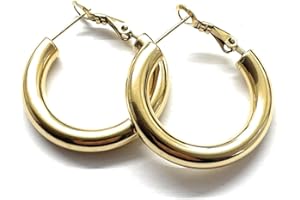 MODA MAVILLA Orecchini donna in Acciaio Inossidabile Cerchio Bombati dorato Lavorata a mano Made in Italy