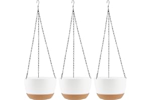 FUNSUEI 3 cestas Colgantes para Exteriores, 20,5 cm, macetas Colgantes de plástico, macetero Colgante para Plantas, para Exteriores, Interiores, Balcones, jardín, casa
