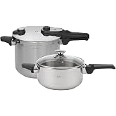 JATA HOGAR HOLL2547 &ndash; Express Pressure Cookers 4L + 7L Stainless Steel SUS304, Induction, 2 Pressure Levels, Triple Safety Sy