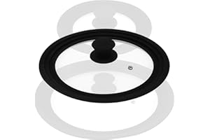 COM-FOUR® uniwersalna szklana pokrywka chroniaca przed zachlapaniem z silikonowa krawedzia do garnków i patelni o rozmiarze Ø 24, 26, 28 cm (01 sztuk - obrecz silikonowa Ø 29cm)