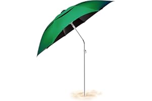 Buziba Ombrellone da Spiaggia con Ancora, Inclinabile, Antivento, UV 50+, Ombrellone Portatile da Esterno, Terrazza, Giardino, Piscina, Cortile, Verde, verde