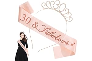 Jatipy 30th Birthday Sash and Crown Set – Rose Gold Crystal Sash and Tiara for Women, Perfect for 30th Birthday Parties