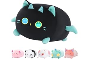 Mewaii Almohada de Peluche de Abrazando Almohada Juguetes Almohada de Animales Super Lindo Cojines de Peluche Animal para Adultos Niños Unisex, 20cm Gato con Ojos Grandes