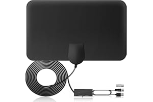 YOWREPU Antenna TV Digitale Terrestre - Antenna TV Interna Amplificata Potente con Portata Oltre 380 km, Antenna da Interno in Grado di Ricevere Canali Locali in 4K/1080P, con Cavo Coassiale da 5 m - Nero