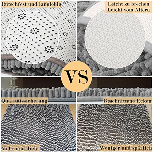 Badematte rutschfester Badvorleger 40 x 60cm Haltbarkeit und Umweltschutz, für die auch Küche und Fremdenzimmer grau Bugat - 2