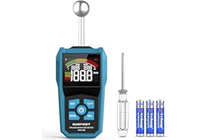 DURFICST Medidor de humedad, Medidor Humedad DURFIST con Pantalla LCD a Color y Alarma Acústica, Adecuado Para Todos Los Materiales de Construcción, Madera, Paredes, Yeso, Mampostería