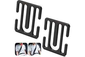 PHOSYDER Seat Belt Adjuster, Pack of 2, Zinc Alloy Car/Truck Seats, Universal Metal Seat Belt Lock Clips, Comfort Shoulder Strap Adjuster for Children (Black)