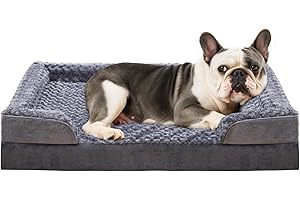 KSIIA Panier Petit Chien Orthopédique, Mémoire de Forme Coussin Chien Dehoussable, Canapé pour Chien Lavable, Base Antidérapante, Lit pour Chien en Petite Taille, Gris 75x47x16cm
