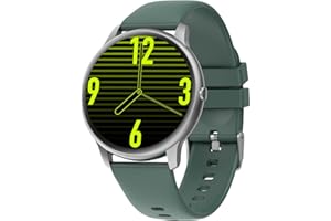 ASIAMENG Smartwatch Mujer, Reloj Inteligente Mujer Hombre Impermeable 68 con Pulsómetro, Monitor de Sueño, Caloría Podómetro Cronómetro Pulsera Actividad Inteligente para Android iOS (Plata Verde)