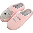 KIZQYN House Slippers Women Winter Slippers Cute Cat Shoes Fluffy Plush Warm Non-Slip Cotton Slippers Indoor Home Slippers Couple Shoes Slippers for Women Mens (Color : Pink, Size : 38-39)