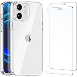 NEW'C Cover per iPhone 12, iPhone 12 Pro, ultra trasparente, in silicone TPU, morbido e 2 x vetro temperato per iPhone 12, iP