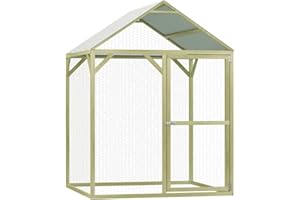 Festnight Gabbia per Galline e Uccelli da Giardino Esterno in Legno,Pollaio da Giardino per Esterno in Legno di Pino Impregnato FSC,Voliera Grande da Giardino Esterno in Legno,Gabbia Galline Grande