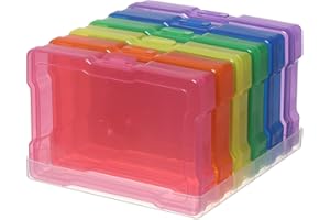 novelinks Lot de 6 boîtes de rangement pour photos de 10,2 x 15,2 cm – Boîtes de rangement en plastique multicolore avec couvercles – Boîtes de rangement pour photos, travaux manuels, cartes et