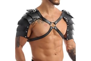 Lunriwis Hombre Hebillas de Pecho Hombres de Cuero Negro Ajustable Cuerpo Arnés, Cuerpo Arnés de Pecho Punk Gótico Atractivo Chest Muscle Harness Clubwear