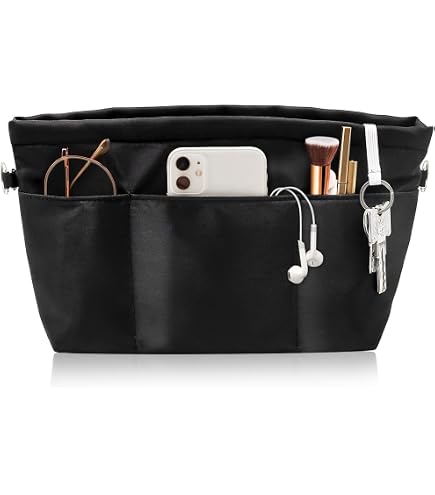 Organizer Per Borse In Feltro Kaki – Multi-tasca Con Cerniera E Portachiavi, 27x16x15 Cm, Per Donne E Ragazze