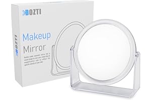 DOZTI Magnifying Makeup Mirror Two Sided bathroom shaving Mirror 360° Rotating Table vanity cosmetic dressing table circle mirror for styling hair beauty or plucking eyebrow
