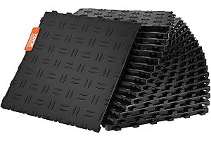 VEVOR Dalles de garage emboîtables, lot de 50, carrelage PP de revêtement de sol garage, 305 x 305 x 13,4 mm, texture double face antidérapante, pour garages, sous-sols, ateliers de réparation, noir