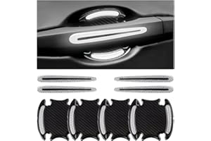 JNNJ 8 Piezas Protectores para Manilla Coche, Protector De Arañazos para Manijas Puerta, Juego De Tiras Reflectantes Manija De Puerta Coche, Coche Pegatinas Advertencia Seguridad(Blanco)