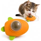 SOGUD Kedi Nanesi Oyuncağı - Kedi Otu İ&ccedil;eren 360&deg; D&ouml;nen Catnip Topu - Duvara Yapışan Yalama ve Isırma Oyuncağı - Şeffaf Kapak