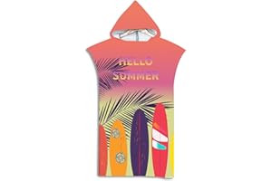 LOMTRATS Poncho de Surf à Séchage Rapide, Serviette à Changer, Robe à Capuche pour Adultes Hommes Femmes, Microfibre Natation Plage Surf Plongée Maison Sources Chaudes Parka de Bain