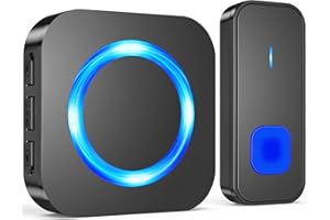 SURFOU Timbre Inalámbrico Exterior Impermeable, Kit Doorbell Puerta para Casa 400M de Alcance Doorbell con 55 Melodías, 5 Niveles de Volumen, Indicador LED, Fácil Instalación para Hogar, Negro