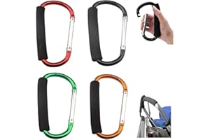 LNGJIN 4 pezzi Moschettone Gancio, Gancio per passeggino, Moschettone a Gancio Multiuso, Grandi ganci per passeggino per borse,Gancio Universale Passeggino, adatti per borse della spesa, borse, portafogli