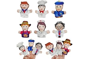 KEMUZ 6 Pcs Marionetas de Mano para Niños - Juguetes de Dedo Suaves con Familia de Animales, Regalo Ideal para Cuentos, Cumpleaños, Bautizo y Fiestas Infantiles (6 Profesiones)