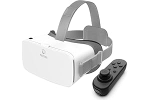 DESTEK V5 VR Headset for Phone, 110°FOV HD Anti-Blue Lenses Virtual Reality Headset with Bluetooth Controller, VR Glasses for iPhone Samsung Android (4.7-6.8in Screen) - White