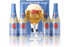 BEER HUNTER Delirium Tremens Blonde Ale Gift Set with Branded Trunk Glass (4x330ml)