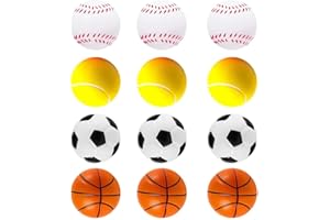 ANMEISH Foam Balls, 12 Pcs Mini High Bounce Foam Soft Sponge Balls,Foam Tennis Football Basketball Baseball Balls Indoor Outdoor Sports for Kids(12pcs Balls 6CM)