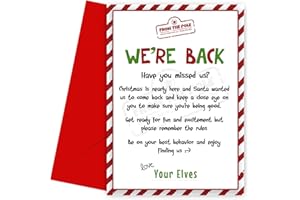 HEY CHIMP Elf Arrival Card for Kids - Funny Elf We're Back Letter - Kids' Christmas Arrival Card with Heartfelt Welcome from Santa's Elves - Perfect for Boys & Girls, Sons, Daughters, Nieces, & Nephews