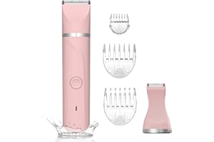 AREYZIN Recortadora Recargable Profesional para Mujer, Maquina de Depilar Indolora, 2 en 1 Rasuradora para zona intima, IPX7, Uso en Seco y en Mojado, Rosa