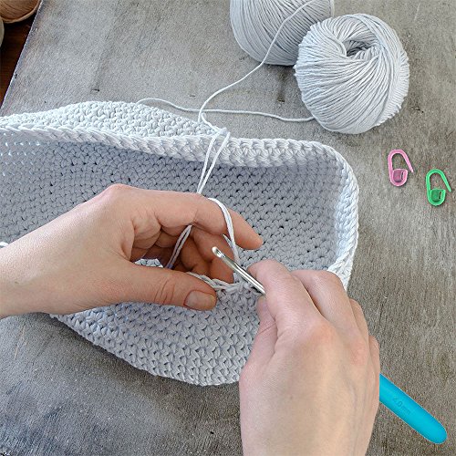 Aodoor Stück Häkelnadeln mit 10 Stück Locking Maschenmarkierer, 9 Farbe Stricknadeln in verschiedenen Größen Aluminiumnadeln für Komfort und schmerzfreies Häkeln - 6
