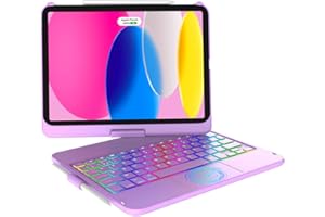 CC Store Coque Clavier pour iPad A16 11/10e Génération (11" 2025/10.9" 2022), Multi-Touch Trackpad & Rétroéclairage 7 Couleurs, Étui Rigide Rotatif à 360°, AZERTY, Violet