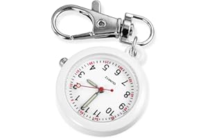 Ertlutw Nurse Pocket Watch Keychain - Fob Watch for Doctors, Nurses, Chefs - Quartz Movement With Large Dial for Hiking and Climbing