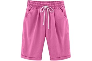Blingko Shorts Et Bermudas Femme Fluide Léger Shorts Et Bermudas Yoga Fitness Jogging Gym Pantalon de Plage Loisir élastique Sport Jogging LâChe Couleur Unie Short d'été avec Poches Pantalon Court