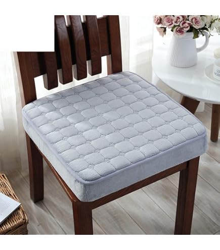 Treer Coussin De Siège En Mousse à Mémoire De Forme Carré Garantit Stabilité Et Maintien, Pour Siège De Bureau, Jardin, Patio, Cuisine, Salle à Manger (Gris,40x40x5cm