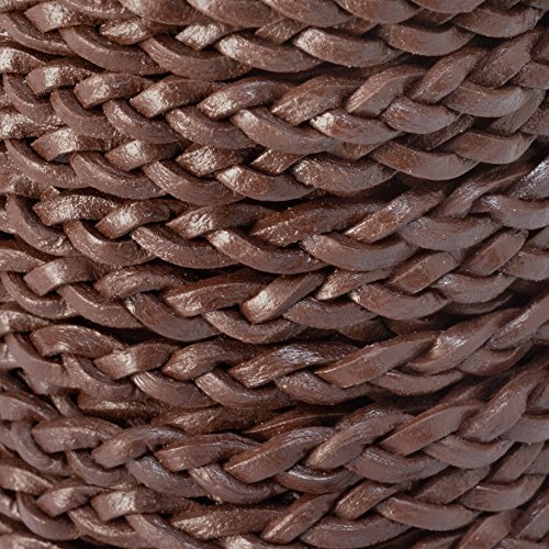 Lederband Geflochten Flach 4,5 mm. Braun 5 m – Länge: wählbar - 2