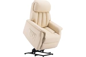 ‎M MCOMBO M MCombo Fernsehsessel mit Aufstehhilfe Elektrisch, Relaxsessel mit Liegefunktion, Seniorensessel für Wohnzimmer, TV Sessel mit Liegefunktion bis 140°, mit USB 7299 (Kunstleder, Cremeweiß)