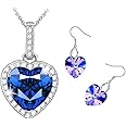 Swarovski Elements Crystal 18K Gold Plated 925 Sterling Silver Pendant Necklace and Studs Earrings J.Rosée Fashion Jewelry Sets for Women Ladies Girls Gift Package