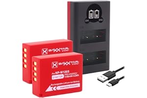 Baxxtar Pro NP-W126s NP-W126 baterią 2x - Mini 1855 LCD DUAL ładowarka - (wejście USB-C i MicroUSB) X-M5 X-S10 X-T50 itp.