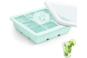 XNISENG Eiswürfelform aus Silikon mit Deckel, Eiswürfelbehälter (Minzgrün)，9 Ice Cubes，9 Silikon-Eisgrille