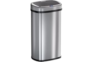 Monzana® Cubo de Basura Sensor Cocina 50L Acero Inoxidable Tapa Automática Extraíble Anillo Seguridad incl. Cable USB Indicador LED Casa Oficina Plateado