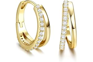 BENIFILE Chunky Gold Hoop Earrings,Hypoallergenic Lightweight Trendy Gold/Silver Chunky Hoop Earrings, Small Thick Oval Open Double Hoop Piercing Earrings for Women Girls