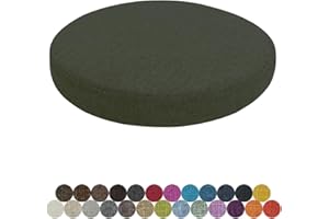Lsjoaw Round Seat Cushion, Chair Cushion, 30 x 30 x 3 cm (1 Piece), Linen Seat Cushion, Removable Memory Foam, Round Seat Cushion for Chair, Bench, Stool, Home, Kitchen, Dining Room, Garden, Office,