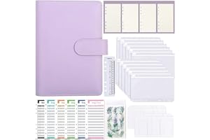 LUYI-LIFE Budget Binder with Cash Envelopes,A6 PU Leather Ring Binder Notebook with 12pcs Budget Binder Pocket for Money Clear Envelopes & Budget Sheets,Card Bag,Refill Paper,Lables for Money Saving and Diary