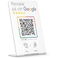 Review us on Google Stand - NFC & QR Code Contactless Plaque - White ...