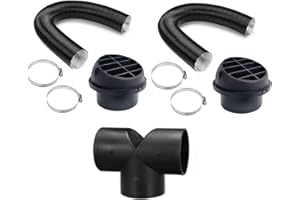 ANBOO 75mm Air Diesel Heater Set Diesel Heater Exhaust Pipe Heater Car Auto Pipe Ducting Y Branch Warm Air Outlet Vent Kit 2pcs 75mm Pipe + 4 Clips (T-Type)